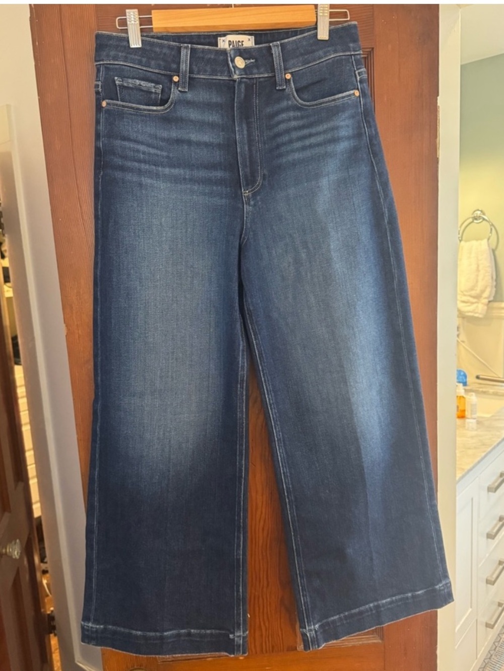 ⛱️🔥PAIGE - Blue Wide-Leg Cropped Jeans - 29